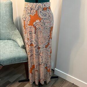 The Limited Orange and White Paisley Maxi Skirt